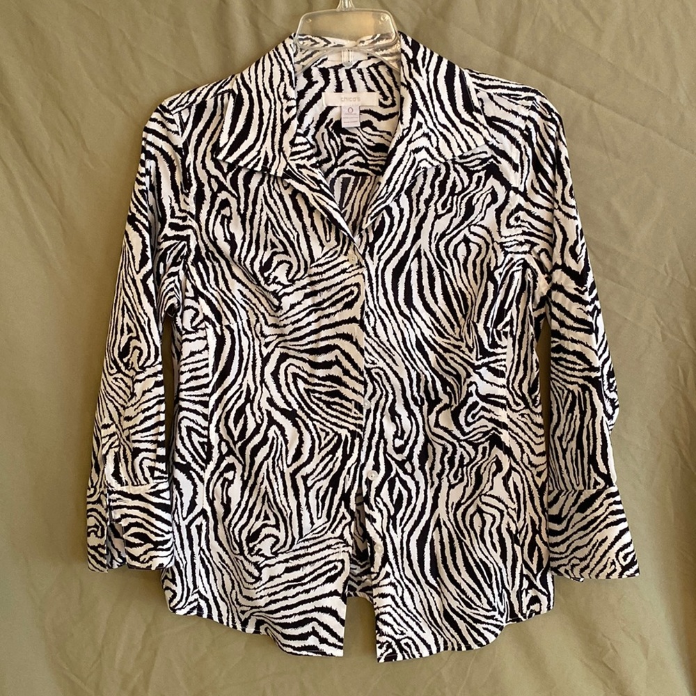 Chico’s No Iron zebra print top